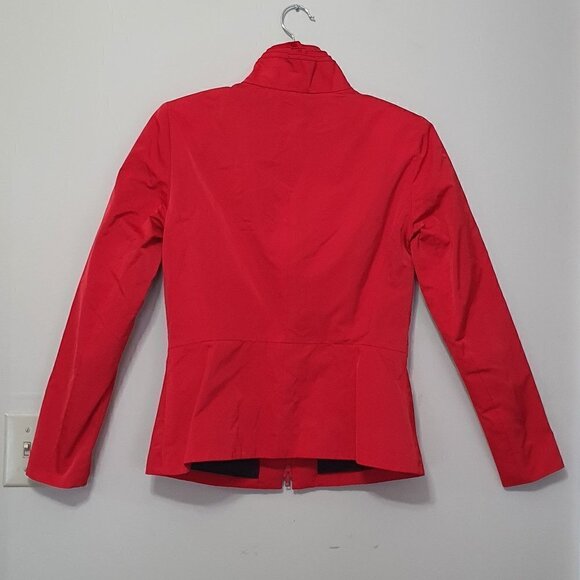 Lafayette 148 NY Jacket Red Crisp Taffeta Ruffle C - Picture 8 of 8